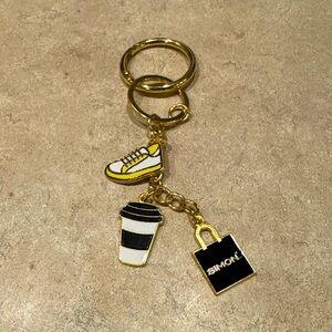 Simon Malls Gold and Yellow Keychain with Charms
